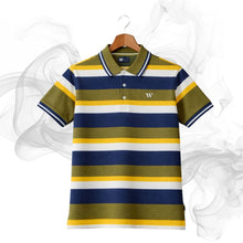 Men’s Olive Multistripe Polo Shirt-SP003