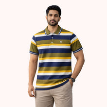 Men’s Olive Multistripe Polo Shirt-SP003