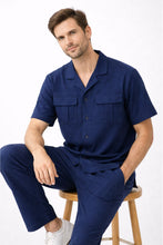Men’s Premium Popcorn Navy-Blue Safari Suit