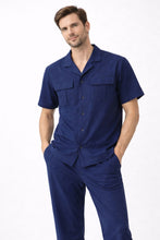 Men’s Premium Popcorn Navy-Blue Safari Suit